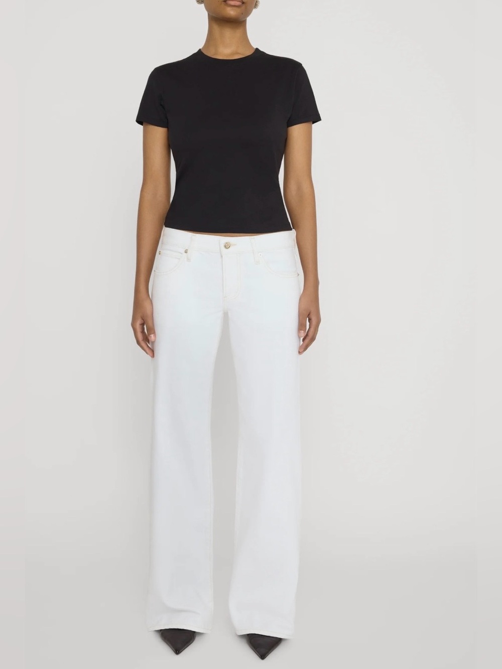 Amelia Gray x Frame The Pixie Gray White Wide-Leg Jeans Size 25